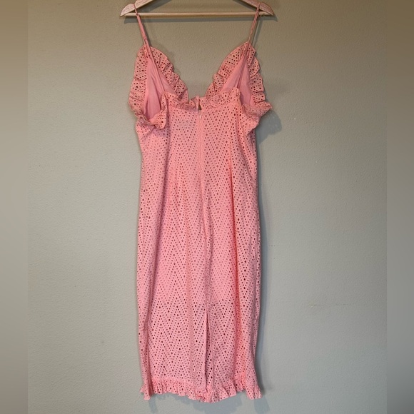Free People x C/MEO Collective Sherbet Pink Embroidered Eyelet Dress NWT Large - Picture 3 of 10